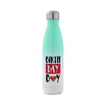 Birth day Boy (superman), Metal mug thermos Green/White (Stainless steel), double wall, 500ml