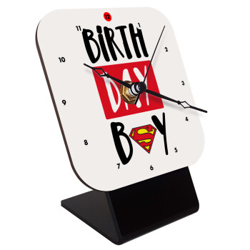 Birth day Boy (superman), Επιτραπέζιο ρολόι ξύλινο με δείκτες (10cm)