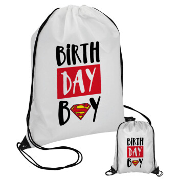 Birth day Boy (superman), Τσάντα πουγκί με μαύρα κορδόνια (1 τεμάχιο)