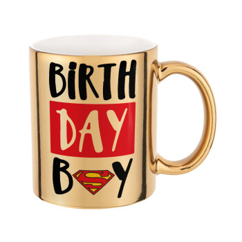 Birth day Boy (superman), Mug ceramic, gold mirror, 330ml