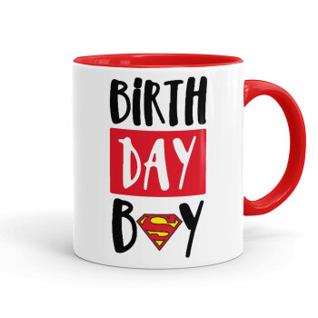 Birth day Boy (superman), Mug colored red, ceramic, 330ml