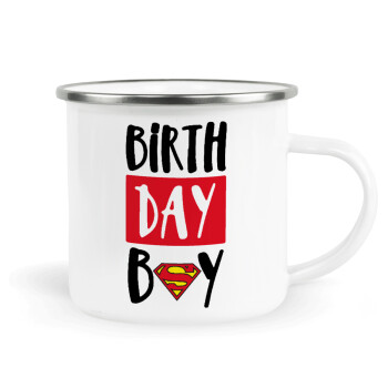 Birth day Boy (superman), Metallic enamel cup white 360ml