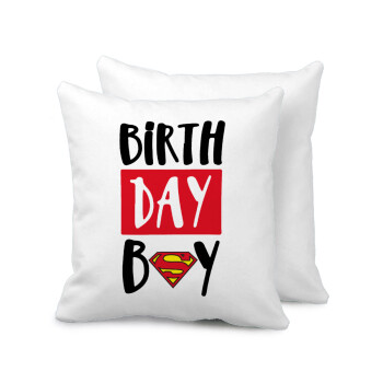 Birth day Boy (superman), Μαξιλάρι καναπέ 40x40cm περιέχεται το  γέμισμα