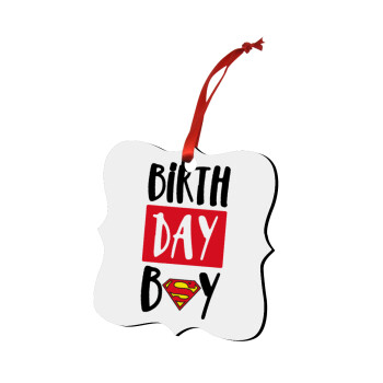 Birth day Boy (superman), Χριστουγεννιάτικο στολίδι polygon ξύλινο 7.5cm