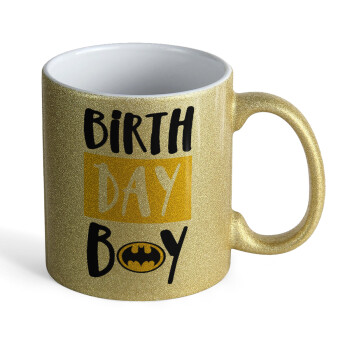 Birth day Boy (batman), Κούπα Χρυσή Glitter που γυαλίζει, κεραμική, 330ml