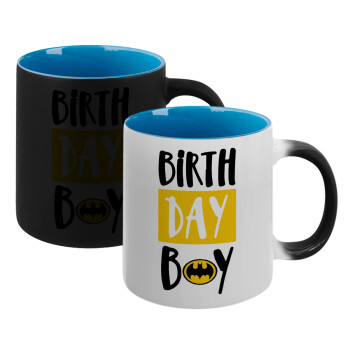 Birth day Boy (batman), Κούπα Μαγική εσωτερικό μπλε, κεραμική 330ml που αλλάζει χρώμα με το ζεστό ρόφημα (1 τεμάχιο)