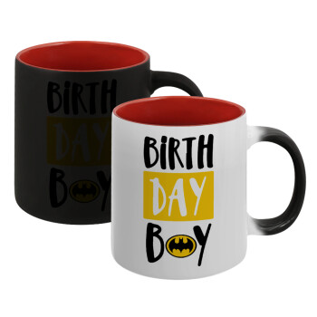 Birth day Boy (batman), Κούπα Μαγική εσωτερικό κόκκινο, κεραμική, 330ml που αλλάζει χρώμα με το ζεστό ρόφημα (1 τεμάχιο)