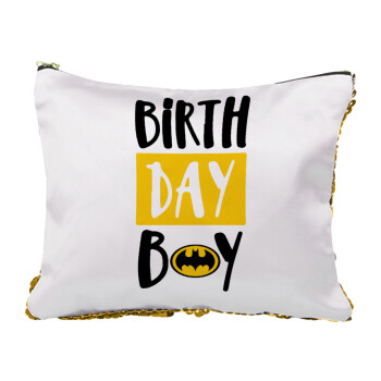 Birth day Boy (batman), Sequin Gold Pouch Cosmetic Bag