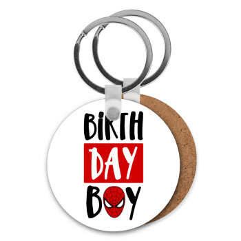 Birth day Boy (spiderman), Μπρελόκ Ξύλινο στρογγυλό MDF Φ5cm