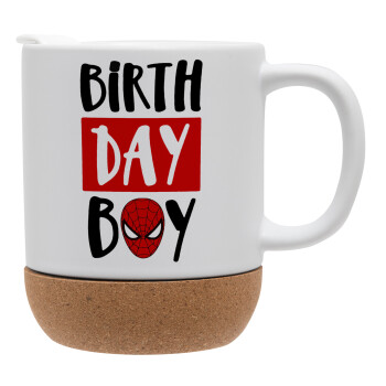 Birth day Boy (spiderman), Κούπα, κεραμική με βάση φελού και καπάκι (ΜΑΤ), 330ml (1 τεμάχιο)