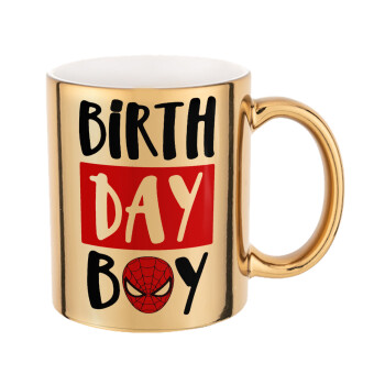 Birth day Boy (spiderman), Mug ceramic, gold mirror, 330ml