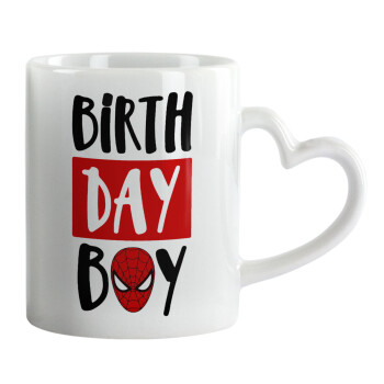 Birth day Boy (spiderman), Mug heart handle, ceramic, 330ml