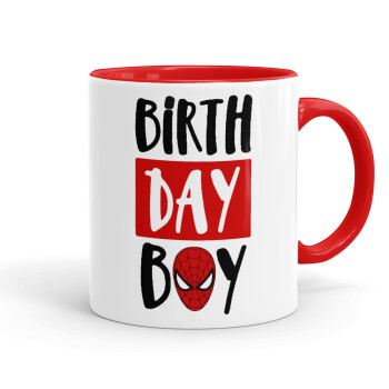 Birth day Boy (spiderman), Mug colored red, ceramic, 330ml