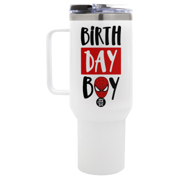 Birth day Boy (spiderman), Mega Tumbler με καπάκι, διπλού τοιχώματος (θερμό) 1,2L