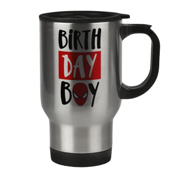 Birth day Boy (spiderman), Stainless steel travel mug with lid, double wall 450ml