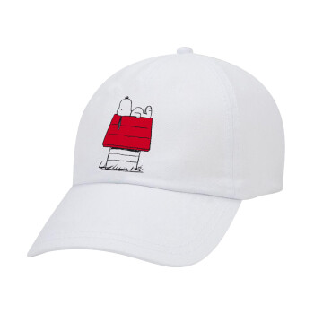 Το σπίτι του snoopy, Adult Baseball Cap White 5-panel (POLYESTER, ADULT, UNISEX, ONE SIZE)