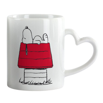 Το σπίτι του snoopy, Mug heart handle, ceramic, 330ml