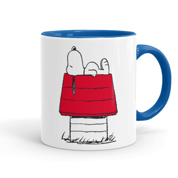 Το σπίτι του snoopy, Mug colored blue, ceramic, 330ml