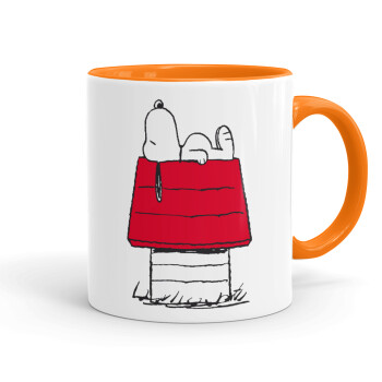 Το σπίτι του snoopy, Mug colored orange, ceramic, 330ml