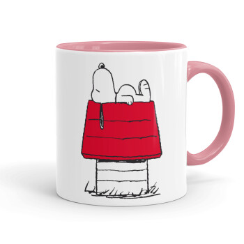 Το σπίτι του snoopy, Mug colored pink, ceramic, 330ml