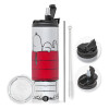 Travel Tumbler 2 Lids, with metal straw & cleaning brush (Stainless steel 304 Food grade, BPA free, 600ml)