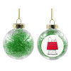 Transparent Christmas tree ball ornament with green filling 8cm