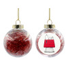 Transparent Christmas tree ball ornament with red filling 8cm