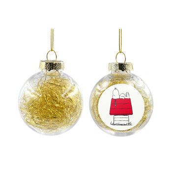 Το σπίτι του snoopy, Transparent Christmas tree ball ornament with gold filling 8cm