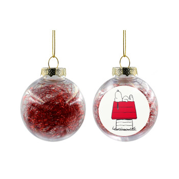 Το σπίτι του snoopy, Transparent Christmas tree ball ornament with red filling 8cm