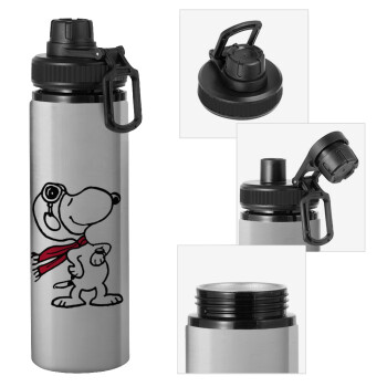 Snoopy ο πιλότος, Metallic water bottle with safety cap, 850ml aluminum