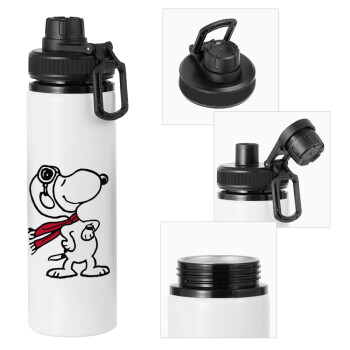Snoopy ο πιλότος, Metal water bottle with safety cap, aluminum 850ml