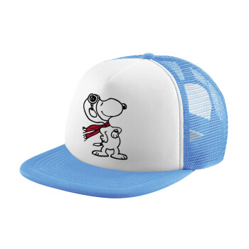Snoopy ο πιλότος, Καπέλο παιδικό Soft Trucker με Δίχτυ ΓΑΛΑΖΙΟ/ΛΕΥΚΟ (POLYESTER, ΠΑΙΔΙΚΟ, ONE SIZE)