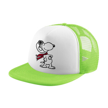 Snoopy ο πιλότος, Καπέλο παιδικό Soft Trucker με Δίχτυ ΠΡΑΣΙΝΟ/ΛΕΥΚΟ (POLYESTER, ΠΑΙΔΙΚΟ, ONE SIZE)