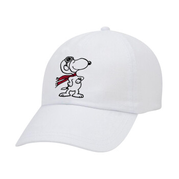 Snoopy ο πιλότος, Καπέλο Ενηλίκων Baseball Λευκό 5-φύλλο (POLYESTER, ΕΝΗΛΙΚΩΝ, UNISEX, ONE SIZE)
