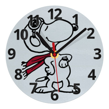 Snoopy ο πιλότος, Ρολόι τοίχου γυάλινο (20cm)