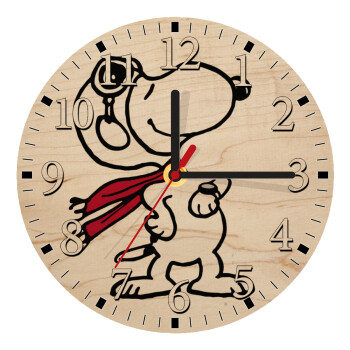 Snoopy ο πιλότος, Ρολόι τοίχου ξύλινο plywood (20cm)