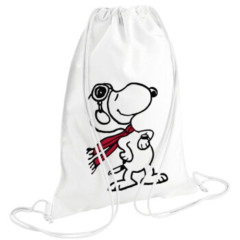 Snoopy ο πιλότος, Backpack pouch GYMBAG white (28x40cm)