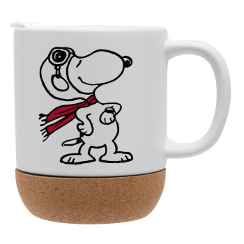 Snoopy ο πιλότος, Ceramic coffee mug Cork (MAT), 330ml (1pcs)