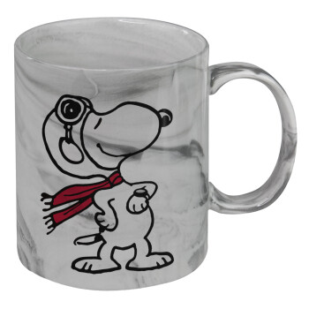 Snoopy ο πιλότος, Mug ceramic marble style, 330ml