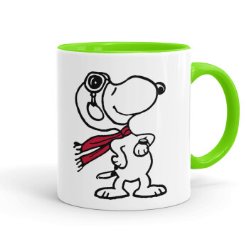 Snoopy ο πιλότος, Mug colored light green, ceramic, 330ml