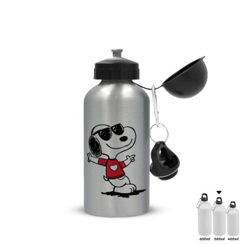 Snoopy καρδούλα, Metallic water jug, Silver, aluminum 500ml
