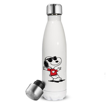 Snoopy καρδούλα, Metal mug thermos White (Stainless steel), double wall, 500ml