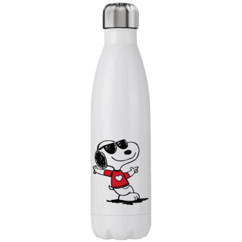 Snoopy καρδούλα, Μεταλλικό παγούρι θερμός (Stainless steel), διπλού τοιχώματος, 750ml