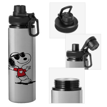 Snoopy καρδούλα, Metallic water bottle with safety cap, 850ml aluminum