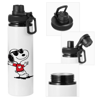 Snoopy καρδούλα, Metal water bottle with safety cap, aluminum 850ml