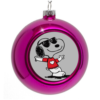 Snoopy καρδούλα, Purple Christmas tree ornament bauble 8cm