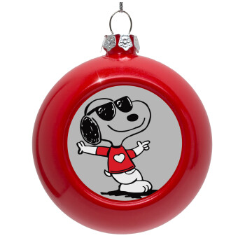 Snoopy καρδούλα, Red Christmas tree ornament bauble 8cm