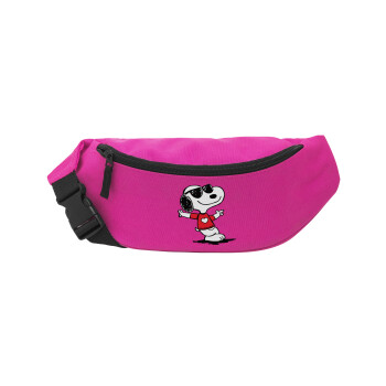 Snoopy καρδούλα, Unisex τσαντάκι μέσης (μπανάνα) χρώματος ΡΟΖ με 2 τσέπες