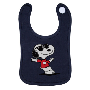 Snoopy καρδούλα, Σαλιάρα με Σκρατς 100% Organic Cotton Μπλε (0-18 months)