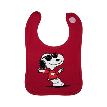 Snoopy καρδούλα, Σαλιάρα με Σκρατς Κόκκινη 100% Organic Cotton (0-18 months)